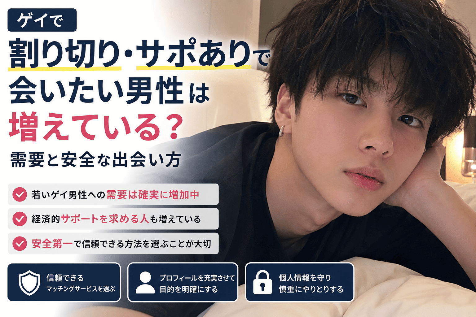 ゲイで割り切り・サポありで会いたい男性は増えている?需要と安全な出会い方